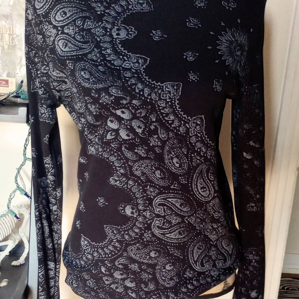Vans Black Skull Paisley Long Sleeve Top